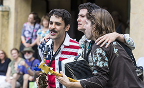 The Amigos Band perform in the Garden Courtyard at Caramoor in Katonah New York on July 18, 2015.  (photo by Gabe Palacio)