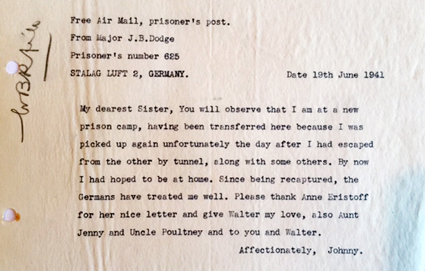 Letter from Johnny to Lucie, Caramoor Archives